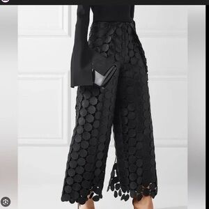Stylewe Black High Rise Wide Leg Circle Crochet Lace Overlay Pants Medium 8/10